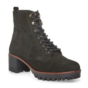 ANNE KLEIN Abott Combat Boot Booties Platform Lug Lace-Up leather Suede NIB 6.5